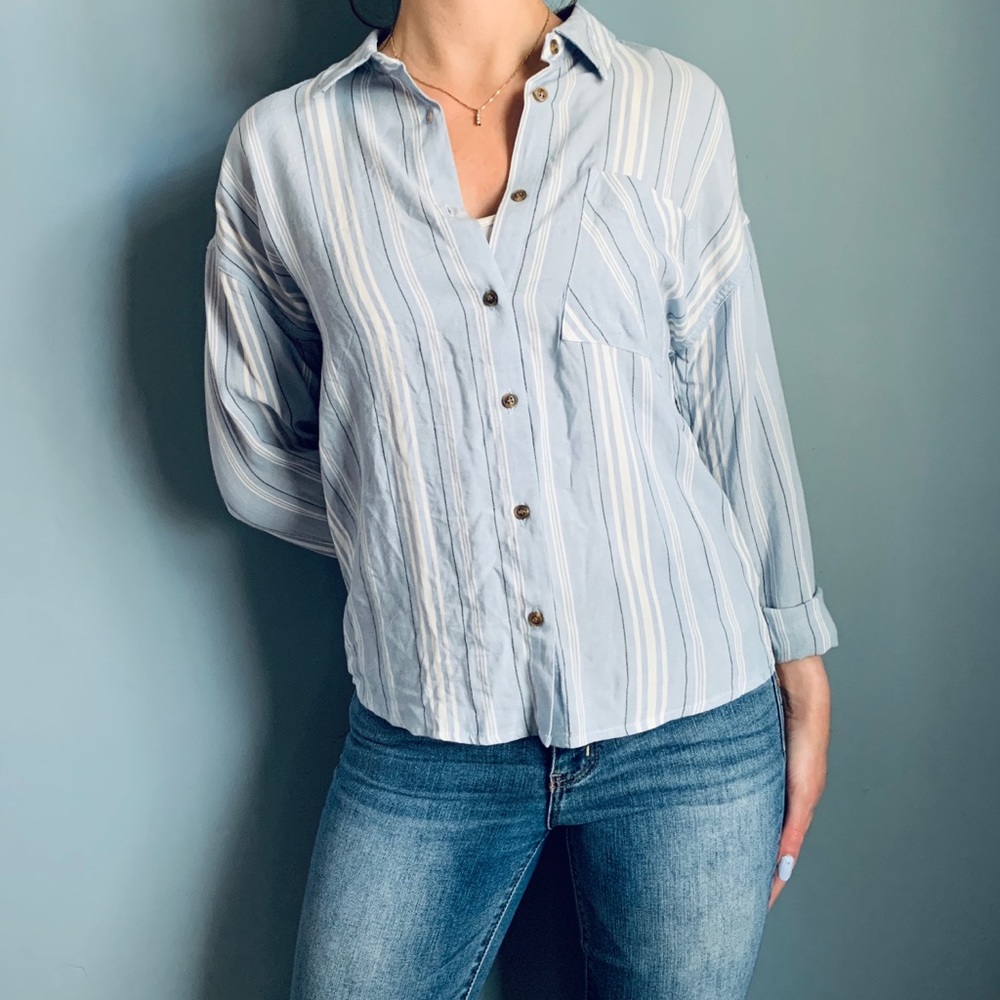 Lulus Olive & Oak striped top XS